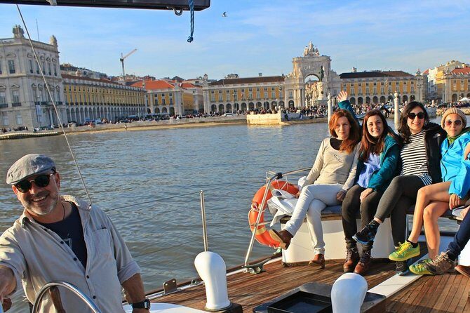 Lisbon: Daylight or Sunset on a Vintage Sailboat - Belém monuments and the Discoveries memorial from the water