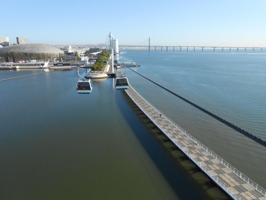 Lisbon: Nations Park Gondola Lift One-Way Cable Car - North vs South station: picking the angle near Oceanarium or Vasco da Gama