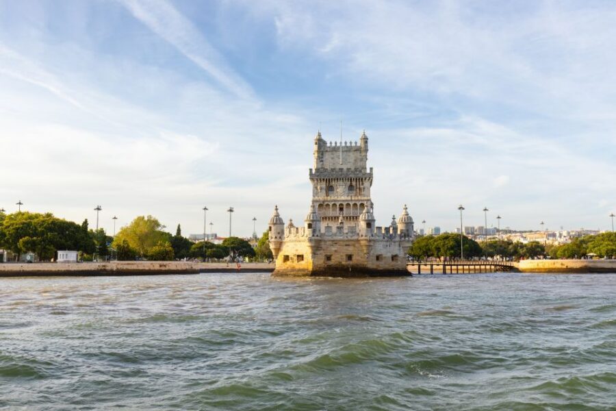 Lisbon: Sailing Tour on the Tagus River - The south-bank pass: Christ the King from the water